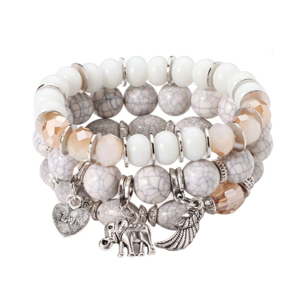 Beaded Pendant Bracelet Set